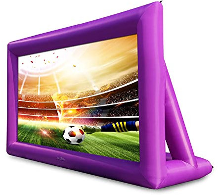 Talvania 16 Feet Inflatable Projector Screen for Outdoor and Indoor TV Movie Watching Blower, Tie Downs, Stakes, Sandbags, and Storage Bag + Step-by-Step Guide, Quick Blow Up (Purple)