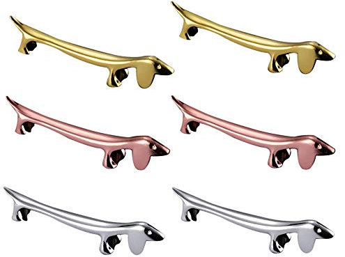 ASDUU Metal Knife Stand Spoon Fork Rack, Gold Silver Chopsticks Holder Rest Rack,6 Pack Cute Dog Shape Chopsticks Rests, Restaurants Tableware Decorative Holder (3 Colors)
