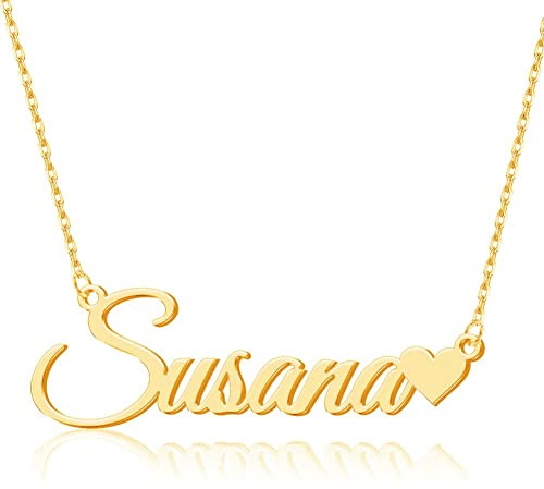 MissChic Namenskette, Personalisierte Kette mit Namen, S925 Silber Herzkette Name, Geschenk für Damen, Herren, Freundin, Mutter, Schwester, Freund