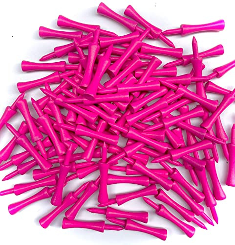 50 Stück Bambus Castle Golftees | mehrere Größen | Golf-Tees für Eisen, kleine Hölzer, Fahrer | nachhaltig und umweltfreundlich (59 mm Neon-Pink)
