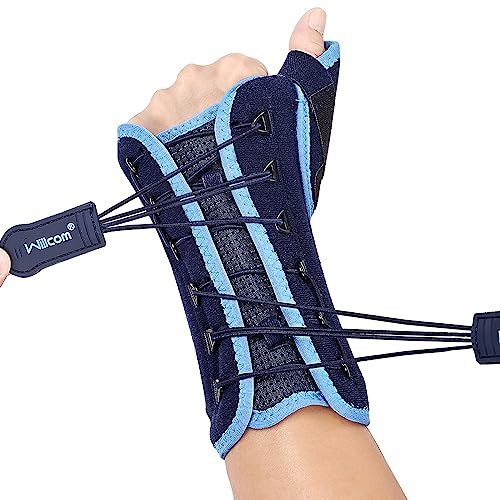Willcom Daumen Handgelenkstütze mit Metallschiene Stabilisator, Kompression Handgelenkstütze für Karpaltunnel, Tendinitis, Arthritis, Schmerzen Entzündung, Sportschutz für Damen Herren (S, Linke Hand)