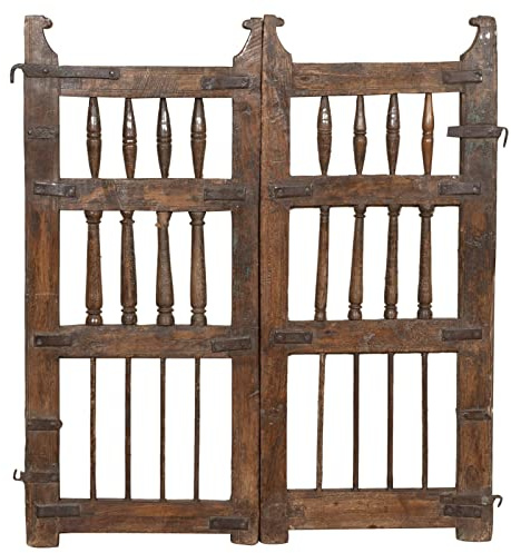 Biscottini Cancelletto in Legno per Esterno 109x4x102 cm | Cancello Giardino con Doppia Anta | Cancelletto Giardino Esterno Vintage restaurato