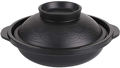 Olla arrocera, Cacerola de cerámica Hecha a Mano con Tapa Olla de Piedra Coreana Olla de Arcilla Saludable Resistente al Calor (Negro 8 Pulgadas (20 cm))
