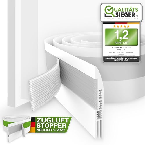 NUR KURZE ZEIT! Premium Zugluftstopper Tür 1 m - Wärmeschutz & Energiesparer in einem - selbstklebend, geräuschdämmend - Türdichtung Innenräume, weiß