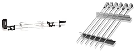 Enders Grillspieß Pro, edelstahlfarben & SCHASCHLIKSPIESS-Set Edelstahl 8802, Grillspieße, Fleischspieße, Grill-Zubehör, Gasgrill BBQ
