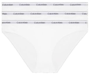 Calvin Klein Braguitas Tipo Bikini Pack de 3 Mujer Algodón elástico, Blanco (White/White/White), XS