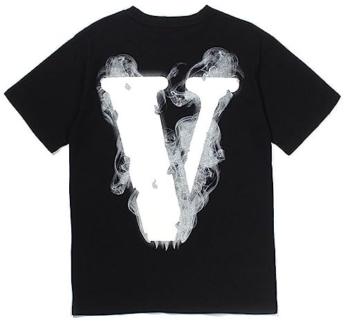 Silver Basic Uomo Rapper T-Shirt Smoke V Lettera Gotico Stampata Sciolto Maglietta in 100% Cotone Unisex Tee