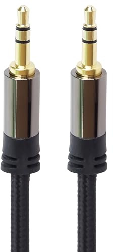PremiumCord Cable Jack Estéreo HQ de 3,5 mm, Conector Jack de 3,5 mm, Macho a Macho, Cable de Conexión de Audio Para Auriculares Auxiliares, Blindado, Conector Metálico, Trenzado, M/M, 1,5 m