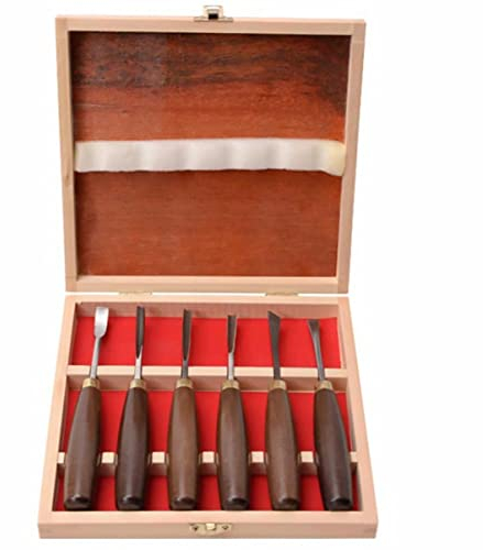 Homoyoyo Ensemble De 6 Pièces Ciseau Sculpté Outils à Main De Menuisier Trousse à Outils De Menuisier Outil De Gravure Sur Bois Râpe à Bois Manuel Ciseau à Bois Acier Au Manganèse 65mn