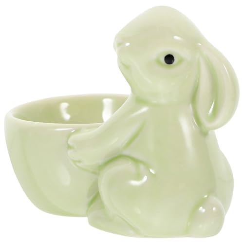 HOLIDYOYO Huevera De Cerámica Diseño De Conejito Cartoon para Decoración De Mesa y Almacenamiento De Huevos para Fiestas De Pascua y Uso Diario