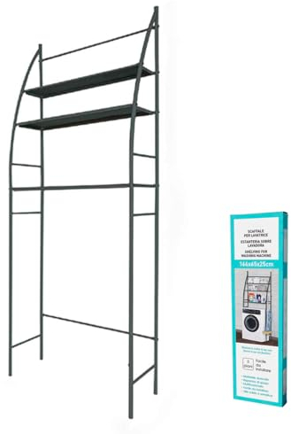 A2ZWORLD Scaffale Lavatrice per Bagno, Ripiano Salvaspazio 3 Piani in Ferro, Installazione Facile Mobile Multifunzione Nero (166x65x25cm)