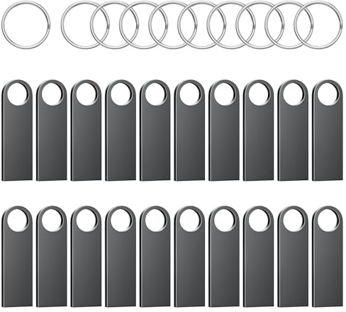 ABLAZE Pendrive 1 GB 20 st vattentätt mini-USB-minne 1 GB USB-metallpinnar 20 st för bärbar dator, dator, TV, bil (svart)