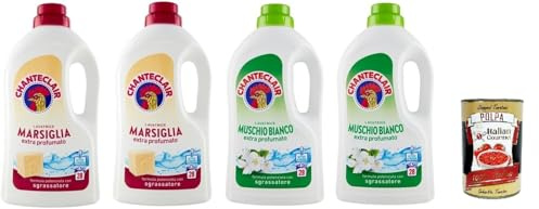Italian Gourmet Bundle Waschmittel Mix Marsiglia & Weißer Moschus 4x 1260ml + Italian Gourmet Polpa Gratis – Extra parfümiertes Flüssigwaschmittel, 112 Waschladungen