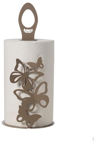 Arti & Mestieri Farfalloso - Porta rotolo di Design 100% Made in Italy - in Ferro, 15 x 33h cm (Beige)