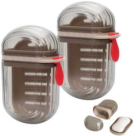 2 Stück Seifendose Reise Lecksicher, Neuer wasserdichte Seifendose aus Kunststoff, Seifenschale Reise für Badezimmer mit Draining Layer (Grau Transparent)