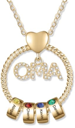 Wamantic Personalisierte OMA Kette Damen mit 1–5 Namen Halskette Anhänger Damen Schmuck Mutter Tochter Geschenk für Frauen Mama Oma Muttertag Zum Geburtstag Weihnachten