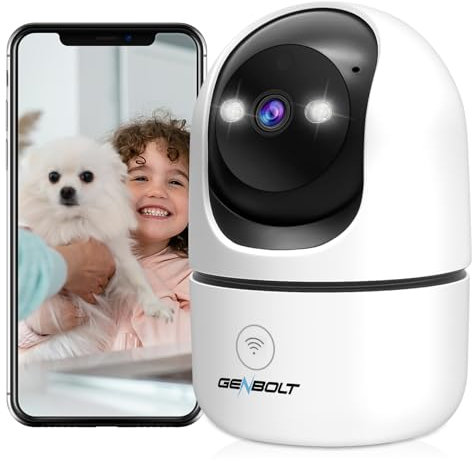 GENBOLT 2K Pet Camera, WiFi Security Camera Indoor,Home Surveillance IP Camera CCTV with Humanoid Detection, Auto Cruise Dog Cam with Audio Alarm