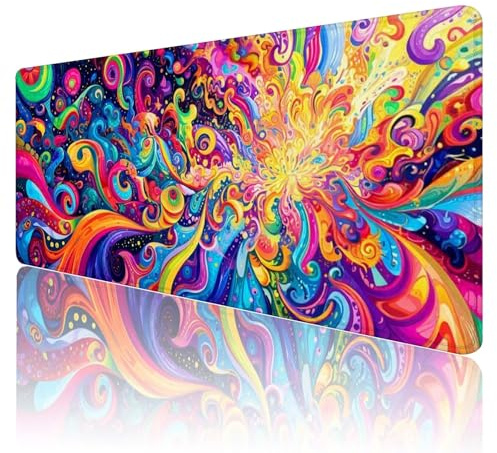 Gaming Mauspad XXL 900x600mm Mauspad Abstrakt Mousepad Bunt Premium Mouse Pad Großer Erweiterter Schreibtischunterlage, rutschfeste Gummibasis Verbessert PräZision und Geschwindigkeit Desk Mat R686