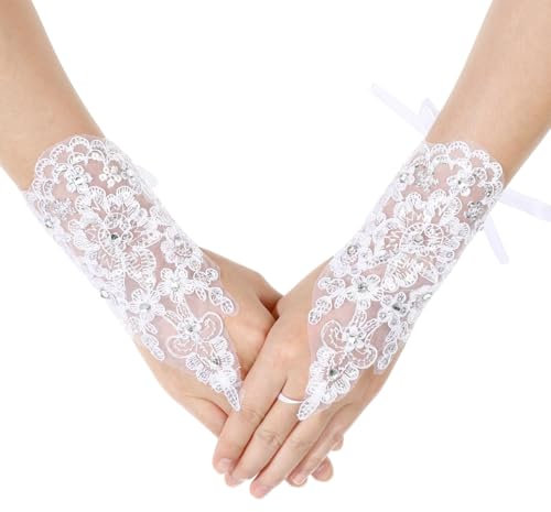 VALICLUD 1paar Fingerlose Spitzenhandschuhe Für Mädchen Elegante Kinderhandschuhe Für Hochzeiten Und Bühnenaufführungen Bequem Und Leicht Anzuziehen Für Besondere Anlässe