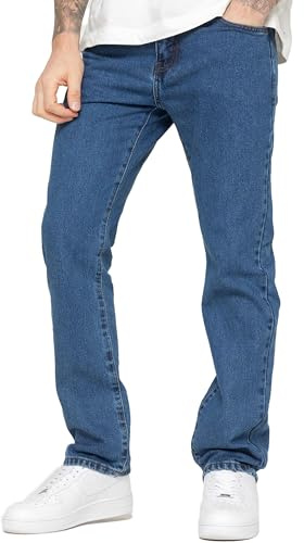 BRAND KRUZE Mens Straight Leg Jeans Casual Cotton Regular Fit Denim Pants for All Waist Sizes KZ109 Blue 38W / 29L