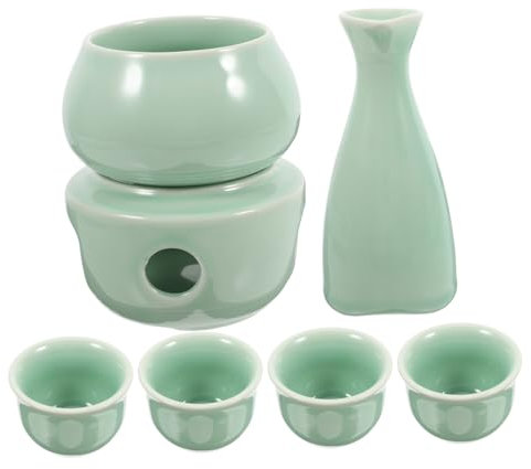 Gatuida 1juego Cerámica Para Calentar Sake Con Tazas y Soporte Calentador De Porcelana Para Bebidas Calientes Para Celebraciones y Decoración De Mesa