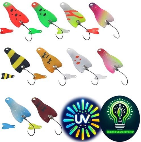 Njord Kalastus Wingspoons UV-Aktiv 10x 2,8g 3cm in Spoonbox | Messeneuheit 2025 | Spoon Set Forelle Spoons Forelle Forellenköder Neuheiten Forellen Spoon Box Forellen Angeln Angelzubehör Forelle