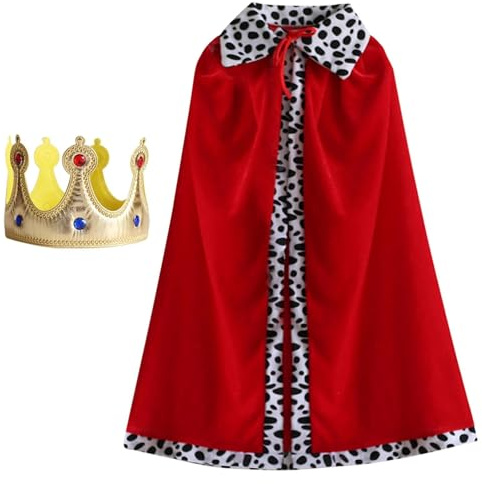 HTTDSLF Prins, kung, kappa, barn, 2-pack, kung kostym för barn, kungskappa med krona, prins, kung, drottning, cosplay för pojke, flicka, halloween, karneval, temafest, karneval, 90 cm