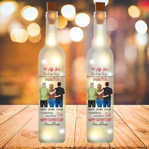 Bottiglia di vetro personalizzata personalizzata con immagine di cartoni animati, mamma e figlia, madre e figlia sono per sempre collegate a lampade per bottiglie di vino, lampade decorative per la