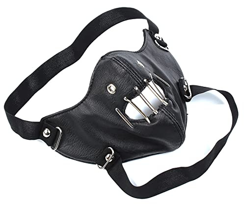 JoyFuncos Hannibal Masque de Lecter Silence of The Lambs Accessoires de costume en cuir Demi-visage Masque de prisonnier Adulte pour Halloween