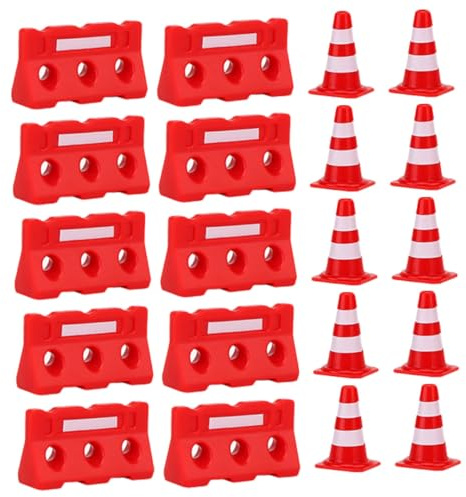 minkissy Kleiner Verkehrskegel 20 Stück Kunststoff für Kinder Spielset | Selbstgemacht und Rollenspiel Zubehör, Fördert Fantasie, Passend für Verkehrsszenen und Miniatur Layouts