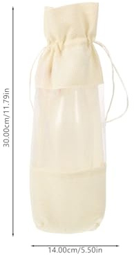Mikinona 4 Stück Elegante Geschenktüten für Weinflaschen aus Leinen und Organza mit Fenster und Kordelzug Wiederverwendbar und Praktisch für Einkaufs und Geschenkverpackung