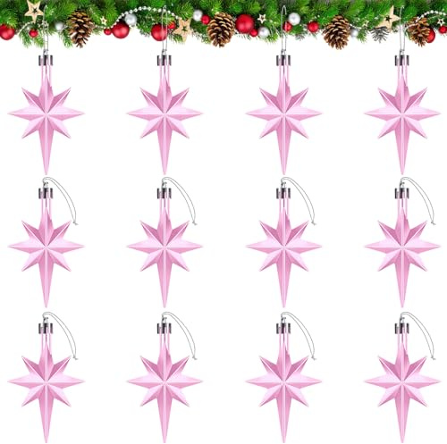 12 Stück Weihnachtsschmuck Stern, Weihnachtssterne Deko, Weihnachtsbaumschmuck Sterne, Weihnachtsbaum Anhänger Stern Ornamente, Sterne Weihnachtsbaum für Weihnachten Party Dekoration (E)