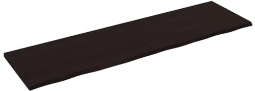 Zeehear Tischplatte Dunkelbraun 220x60x(2-4) cm, Massivholz Eiche, DIY Schreibtischplatte mit Naturkante, Klappbar für Büro und Essbereich