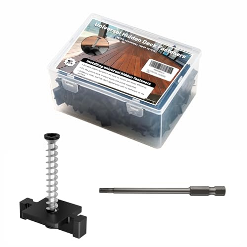150 PCS Hidden Deck Fasteners for Composite Decking,Nylon Deck Clips with 316 Stainless Steel Screws&Installation Tool,Universal Hidden Deck Clips for Wood&Composite Boards,Rust-Proof,Easy Install