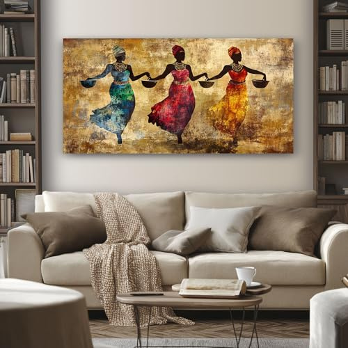SKOEUI Quadro Moderno Soggiorno Africano Etnico Quadri da Parete per Camera da Letto Donna Figurativa 50x100 cm Stampa su Tela per Decorazione Murale, Arredo Salone e Ufficio Senza Cornice