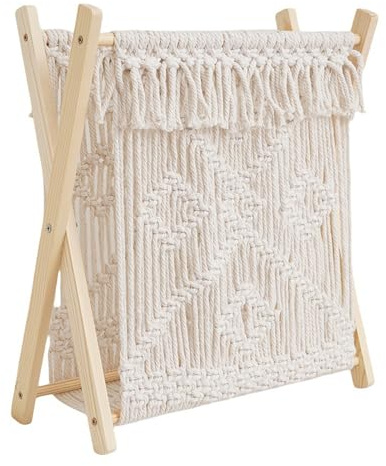 Xanorrg Estante De Almacenamiento Cuerdas Algodón Hecho A Mano Estante Almacenamiento Decorativo Nórdico Elegante Organizadores Tejidos para Revistas Y Más Soporte para Libros
