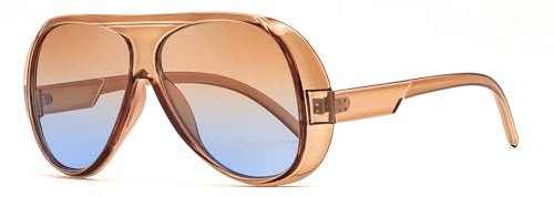FEISEDY Übergroße Sonnenbrille im Schild-Design für Damen 70er B0344 | Modische Pilotenbrille Groß, UV400 Schutz