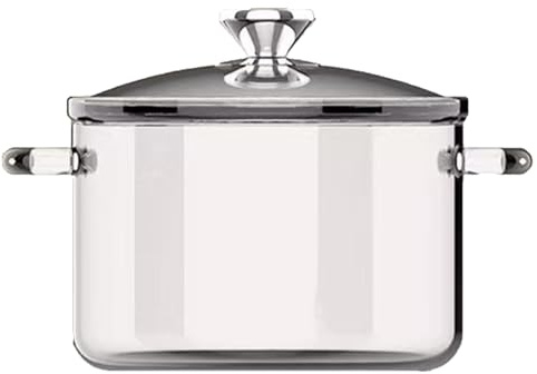 Marmites en verre pour la cuisson sur la cuisinière, marmite en verre transparent de 3, 5 L, batterie de cuisine, casserole en borosilicate sans danger avec poignées anti-brûlure à double oreil
