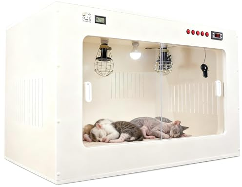 RETRIN Grande Incubateur Transparent pour Chiens et Chats,Boîte de Mise Bas Chauffante avec Panneau Haute Visibilité et Double Aération pour Une Meilleure Circulation d'air 100 * 60 * 60cm