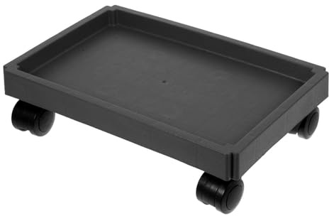 Abaodam Carrello Portafioriere con Ruote per Piante, Vassoio in Plastica Nero Tondo, Supporto per Contenitore, Facile da Spostare e Mantiene Igienica L’Area, Esterno