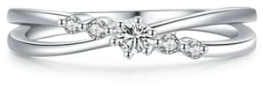 Whoiy Hochzeitsringe Weissgold 585, Eheringe Elegant 14k Echtgold Diamant Damenring Größe 63 (20.1)