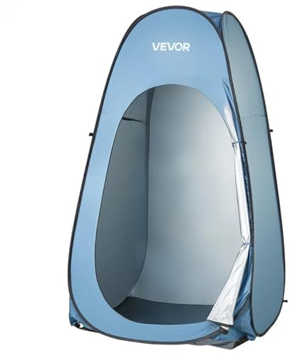 VEVOR Pop-Up duschdraperi 1194 x 1194 x 1905 mm bärbar omklädningsrum gardin med duschväska, pinnar, bärväska, 190T polyester med silverfoder, snabb montering