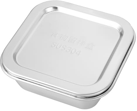 Lurrose Boîte à Beurre Carrée Inox 304 Grand Format avec Couvercle Argenté – Beurrier Hermétique pour Conservation Fraîche, Rangement la Cuisine Ménager, Vaisselle Solide et Facile