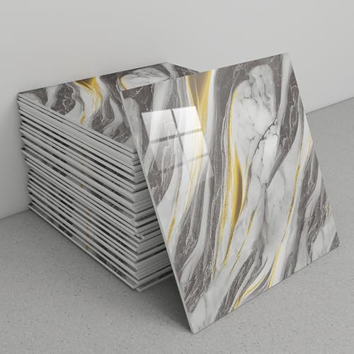Carreaux muraux autocollants, Lot de 30 carreaux adhésifs en PVC imitation marbre 30x30cm for crédence cuisine, murs salle bain et panneaux douche(A6)