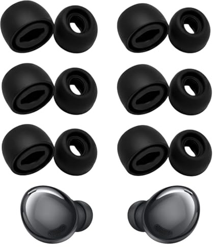 6Pair Silicone Ear Tips Replacement for Sam-sung Galaxy Buds Pro | Silicone Earbuds Cap Soft Noise Reduction Earpads Non-Slip Rubber Eartips Earplugs Compatible with SM-R190 (S/M/L)(Black)