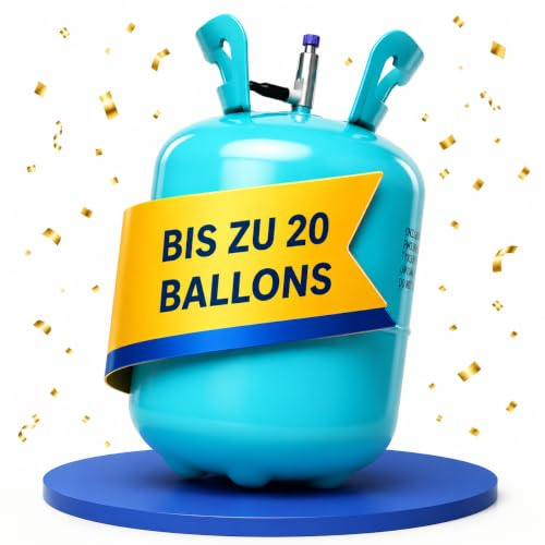 Ballongas [20 Luftballons] Helium Gasflasche 140 L - Helium Ballon Gas | Helium Balloon Gas | Helium für Luftballons | Ballongas | inkl. STAHLMANN® Informationsblatt | Party & Hochzeit