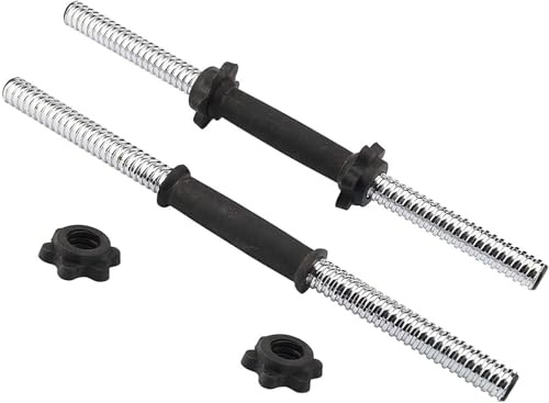 BREEZENEST 48cm Dumbbell Bar Pair, Adjustable Dumbbell Set | Barbell Bars with Spinlock Collars, Chrome Steel Dumbbell Handles for Strength Training, Weight Lifting & Home Gym Fitness