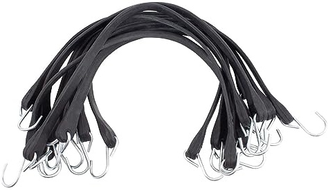 Mytee Products 50 Pack 21 Natural Rubber Tarp Bungee Straps Tie Down Cords S Hooks Heavy Duty Ideal for Securing Tarps