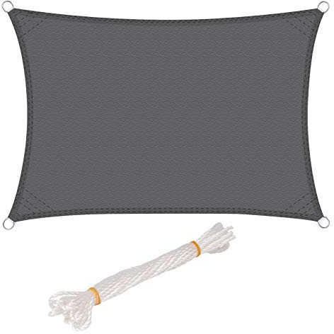 WOLTU Vela ombreggiante 4x5m in PES 160 g/m² Idrorepellente Tenda a Vela Parasole Rettangolare Protezione Solare Respirante Anti UV Giardino Esterni Grigio