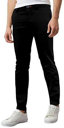 westAce Mens Skinny Chino Super Stretch Comfortable Jeans Essentials Casual Trousers (W36 x L30 (36S), Black)